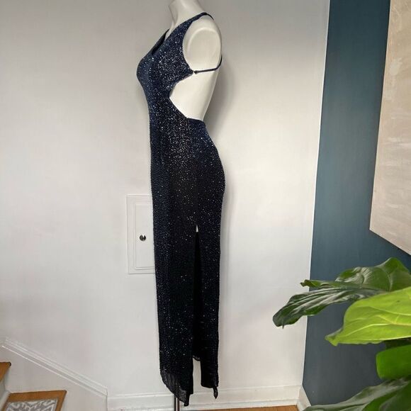 Scala Y2K Fully Beaded Silk Formal Dress Prom - Picture 10 of 15